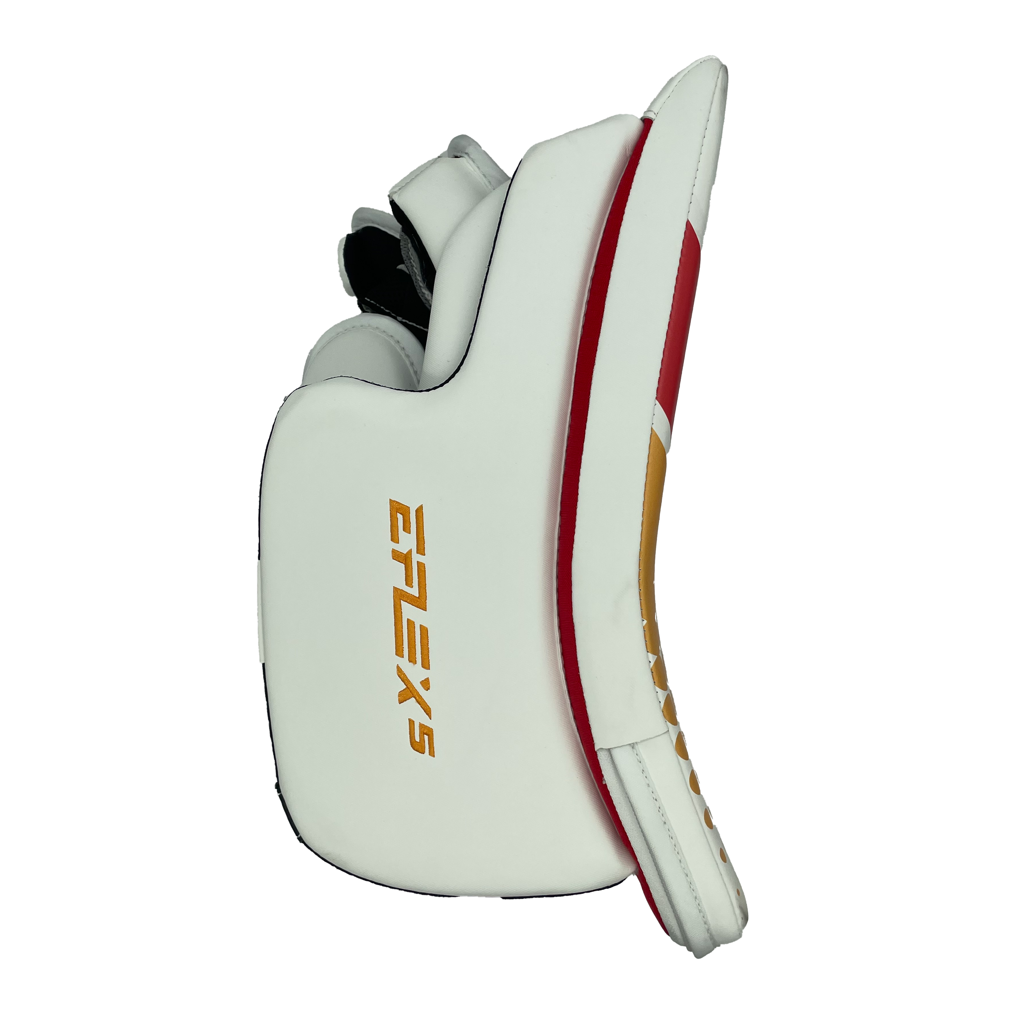 CCM Extreme Flex 5 - Bloqueur de gardien de but professionnel d'occasion (blanc/jaune/rouge)